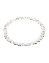 Sterling Silver White Freshwater Cultured Coin Pearl Necklace