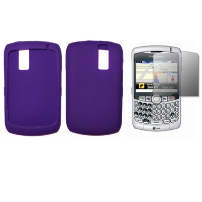 Purple Silicone Gel Skin Cover Case + LCD Screen Protector for Blackberry Curve 8300 / 8310 / 8320 / 8330