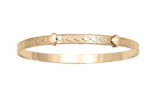 14k Yellow Gold Filled Children's Heart Pattern Adjustable Bracelet