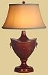 Asian Furniture & D&eacute;cor - 24" Fine Red Lacquer Wood Trophy Jar Decorative Bedside Lamp
