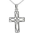 Sterling Silver Polished Celtic Design Cross Pendant with 18 inch Cable Chain