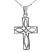 Sterling Silver Polished Celtic Design Cross Pendant with 18 inch Cable Chain