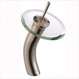 Kraus KGW-1700CH-CL Single Lever Vessel Glass Waterfall Faucet, Chrome with Clear Glass Disk