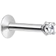 16 Gauge Clear 2mm Gem Internally Threaded Labret Monroe Tragus