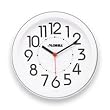Lorell Products - Wall Clock, 12", Arabic Numerals, White Dial/Silver Frame - Sold as 1 EA - Round profile wall clock is radio-controlled so the setting is modified each day to that of the atomic clock, accurate to one second per million years. The clock automatically adjusts to Daylight Saving Time. Design features an easy-to-read white dial, black Arabic numerals, and red second hand sweep. Clock runs on one AA battery (sold separately).