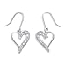 Rhodium Plated Silver Graduated Cz Heart Earrings title=