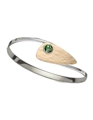 Ed Levin, Copenhagen Swing Bracelet, Emerald Topaz, .925 Sterling Silver & 14K Gold, Sizes S - L, Expandable