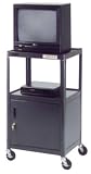 Da-Lite 34 High Unassembled Black Cart with 18 x 24 Shelf, 4 Casters and Metal Cabinet