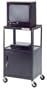 Da-Lite 26" High Unassembled Black Cart with 18" x 24" Shelf, 5" Casters, Metal Cabinet and Electrical Assembly