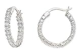 2 3/4 Carat CZ Sterling Silver Hoop Earrings