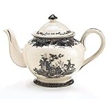 Elegant Porcelain Black Toile Teapot For Fine Teas And Dining