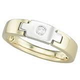 14K Two Tone Gold Round Diamond Band Ring
