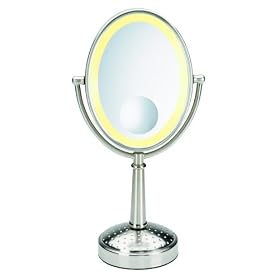 Infiniti by Conair BE86 Triple Mangnification Mirror with 9" Oval Frame, Satin Nickel Finish