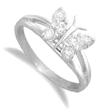 Image of Jewelco London 18 carat solid white gold 0.31 carat claw-set brilliant cut Fine Diamond Butterfly design Ring