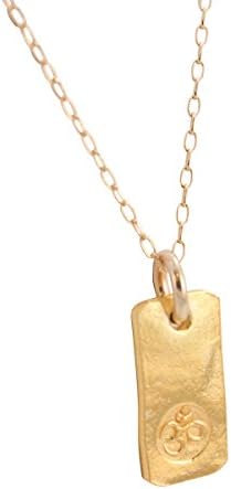 'Mantra' Om Necklace in 24k Gold Vermeil on Gold Filled Chain, Rectangle Ohm Necklace