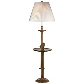 Jeeves Walnut Wood with Tray Adjustable Height Floor Lamp