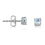 Aquamarine Stud Earrings Set in Sterling Silver (4mm 1/2ct tgw)