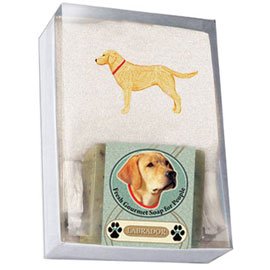 Single Gift Box with Labrador Yellow Soap and Towel