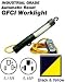 Leviton 66591-WL 15 Amp, 120 Volt, 20 Ft Cord Set, Straight Blade, Industrial Grade, Auto GFCI with Fluorescent Work Light Devices, Yellow Cord