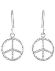 Jewelry Locker Teen Girl Sterling Silver Hammered Peace Sign Earrings