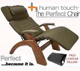 The Human Touch Power Electric Perfect Chair Recliner - PC95 / PC-095 Walnut Recline Wood Base Sage Green MicroSuede Pads - Interactive Health Zero Anti Gravity Chair