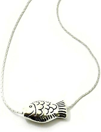 You Accessorize Burnished Silver Tone Small Fish Goldfish Pendant Necklace 17"