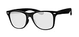 Clear Lens Geek Retro Unisex Wayfarer Glasses, Matt Black Frame, Full UV Protection