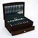 Reed & Barton Falmouth One Drawer Flatware Chest, Espresso/Brown Leather Inlay