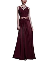 A-line V-neck Chiffon/Satin   Beaded Sleeveless Cocktail Homecoming Dress/Mother-of-the-Bride Dress/Prom Dress/Wedding Party Dress  With Ruffles and Pearls