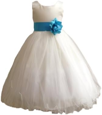 Classykidzshop Ivory Sleeveless Poly Satin Tea-Length Special Occasion Dress