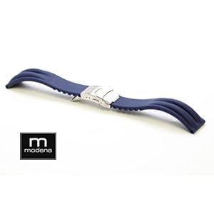 22MM MODENA Navy Blue Ridgo ridged band with deployant buckle (Misc.)