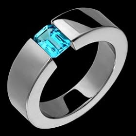 Dalia Titanium Ring with Tension Set Blue Topaz by Blue-Topaz Sets