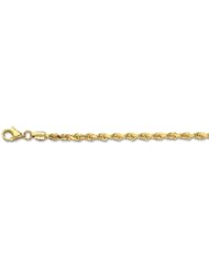 14K 24" Yellow Gold 3.0mm Polish Solid Diamond Cut Royal Rope Chain With Pear Shape Clasp