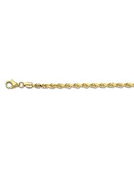 14K 30" Yellow Gold 3.0mm Polish Solid Diamond Cut Royal Rope Chain With Pear Shape Clasp