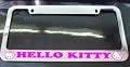 Hello Kitty License Plate Frame Chrome with Hot Pink lettering