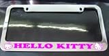 Hello Kitty License Plate Frame Chrome with Hot Pink lettering