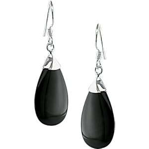 Sterling Silver Black Onyx Tear Drop Earrings by