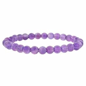 Genuine Amethyst Stone 6mm Bead Beaded Stretch Bracelet by SilverSpeck.com