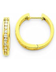 0.5 Carat 14K Gold Diamond Hinged Hoop Earrings