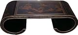 IMAGE OF Matte Black Scroll coffee Table with Glass Top