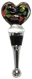 Individually Gift Boxed Bottle Stopper with Decorative Glass Heart MuranoTop Set of Two