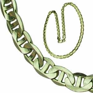 14Kt Yellow Gold Masculine Flat Mariner Gold Men's Chain