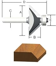 Vermont American 23155 45-Degree Carbide Tipped Chamfer Router Bit, 1/2-Inch Ball Bearing 2-Flute 1/4-Inch Shank