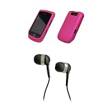 BlackBerry Torch 9800 Premium Hot Pink Rubberized Snap-on Case Cover Cell Phone Protector + 3.5mm Stereo Headset for BlackBerry Torch 9800