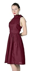 Flared-Skirt Cocktail Short Sleeveless Silk Bridesmaid Dress/Mini Dress  With a Bow(s)