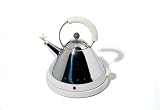 Alessi MG32 WI Elektrischer Wasserkessel, kabelfreier aus Edelstahl mit Griff und Aufsatz aus PA, elfenbeinfarbig