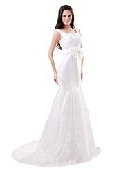 Sleeveless Lace Mermaid Wedding Dress  With a Sash 