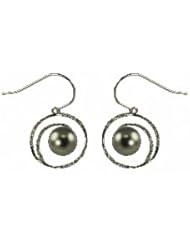14KW 8-9mm Tahitian cultured pearl and diamond earrings. .4 cttw.
