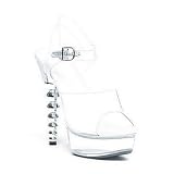 6 inch Spherical Heel Sandal Ladies Size Shoe With Clear Straps by SexyBlvd