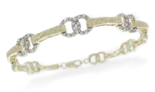 10k Yellow Gold Double Circle Diamond Bracelet (1/3 cttw, I-J Color, I2-I3 Clarity). 7.25"